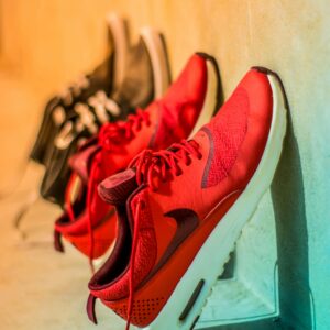 Red sports shoes-